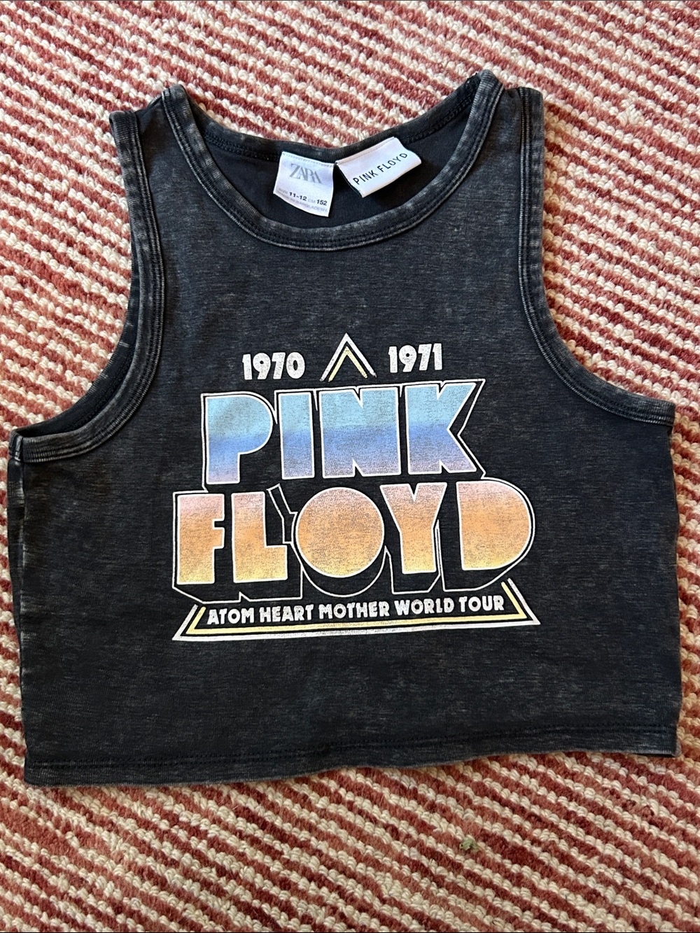 Zara Black Pink Floyd Gradient Logo Crop Tank